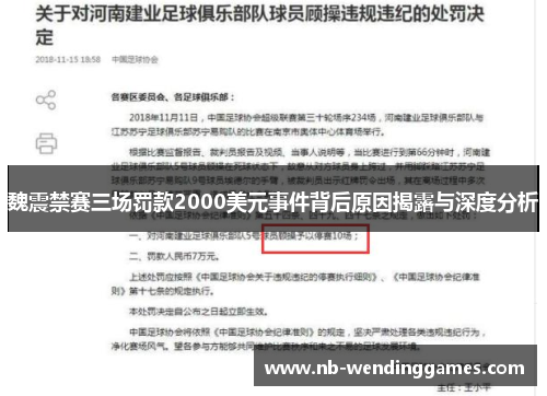 魏震禁赛三场罚款2000美元事件背后原因揭露与深度分析