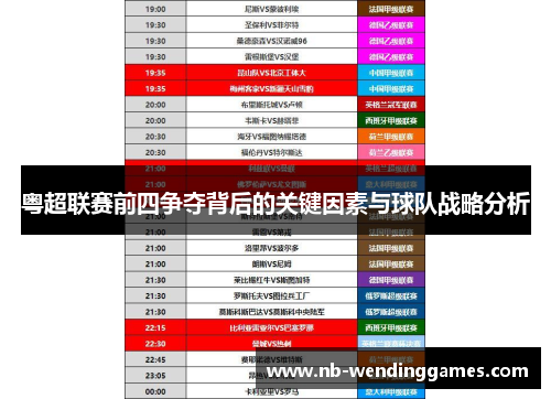 粤超联赛前四争夺背后的关键因素与球队战略分析